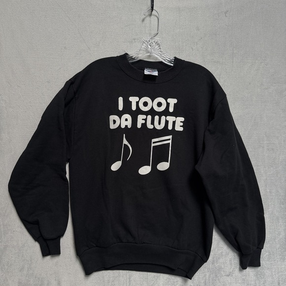 Jerzees Other - Jerzees Sweatshirt Mens Medium Black Pullover Fleece I Toot Da Flute Funny Music